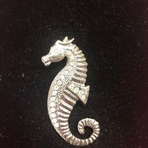 Seahorse Rhinestone Brooch